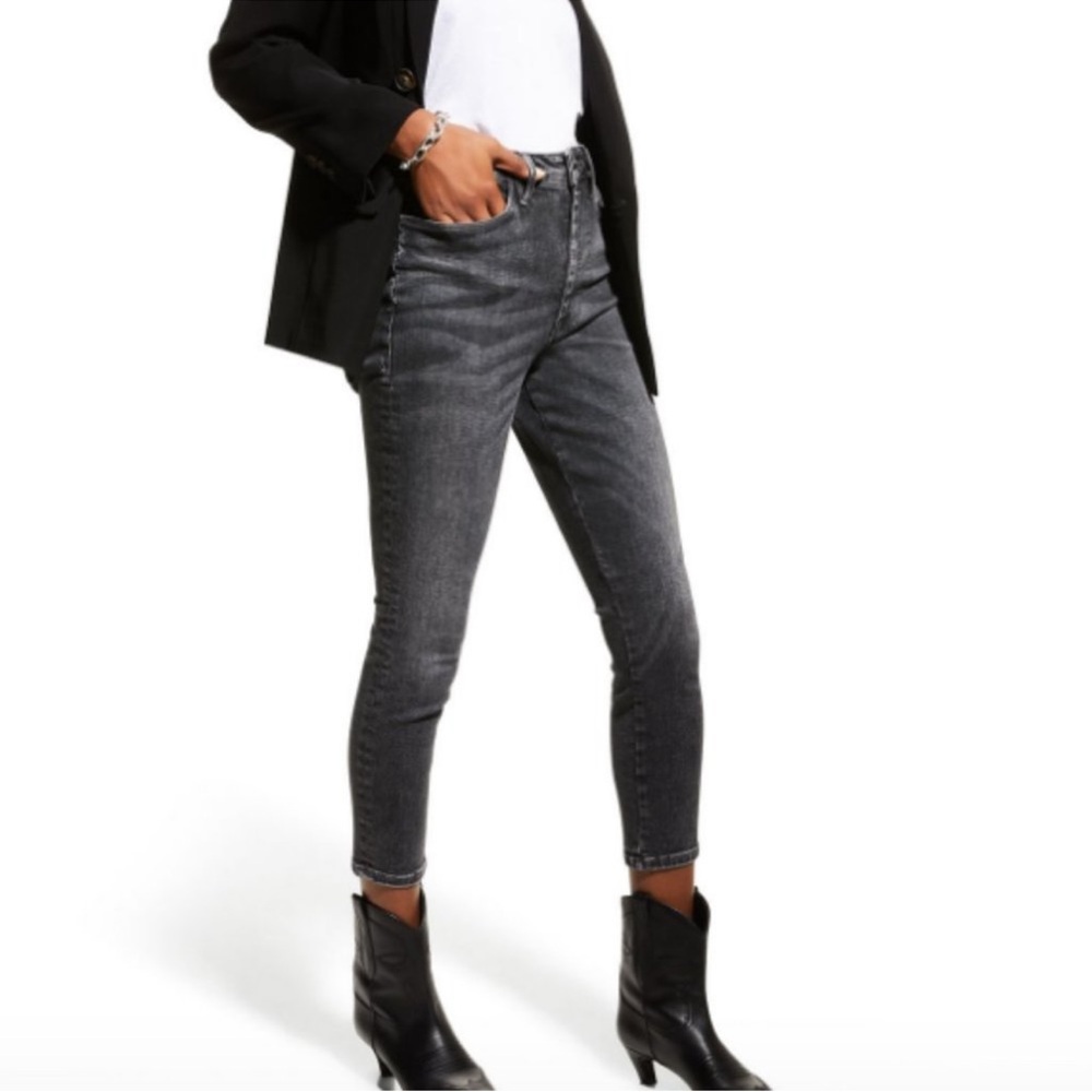 NWT Frame Le One Skinny Crop Jeans In Hughes Black Mid Rise Size 2 (29-34)